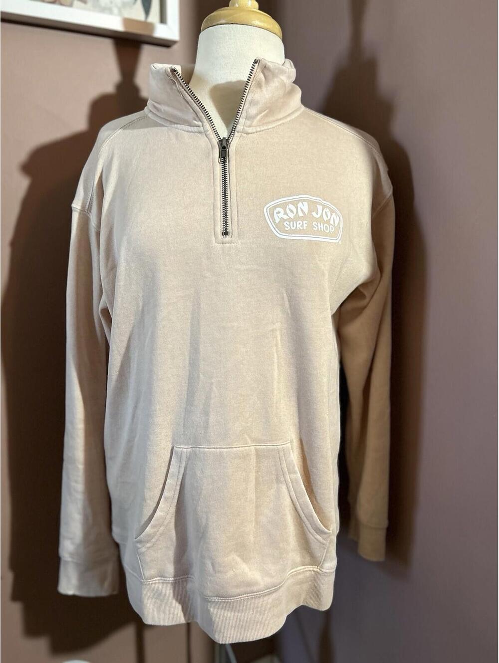 Ron Jon Surf Shop 1/4 Zip Sweatshirt Womens Large Pale Pink